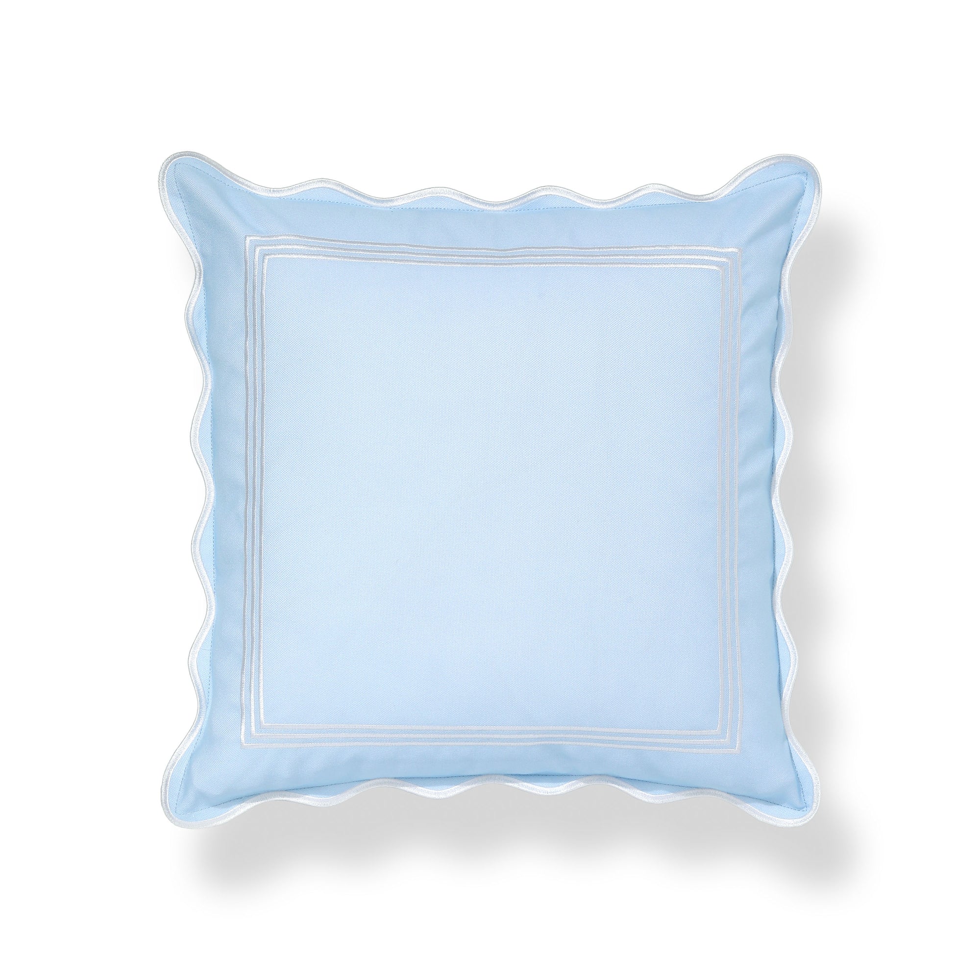 Meidian Frame Scalloped Border, Indoor/Outdoor Baby Blue Pillow Cover, 20&quot;x20&quot;