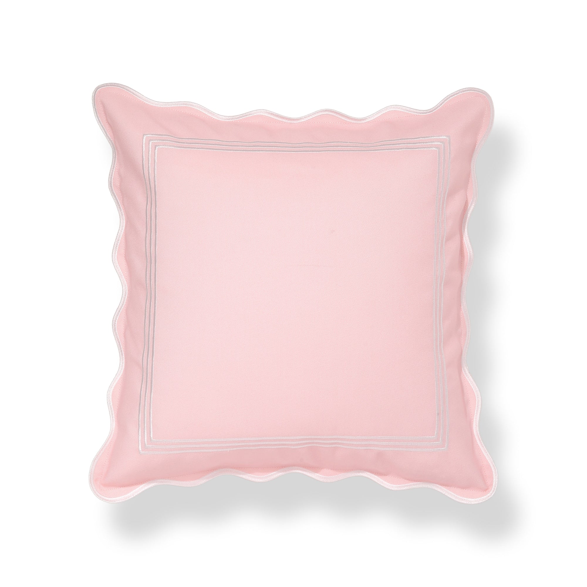 Meidian Frame Scalloped Border, Indoor/Outdoor Pink Pillow Cover, 20&quot;x20&quot;