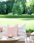 Meidian Frame Scalloped Border, Indoor/Outdoor Pink Pillow Cover, 20"x20"