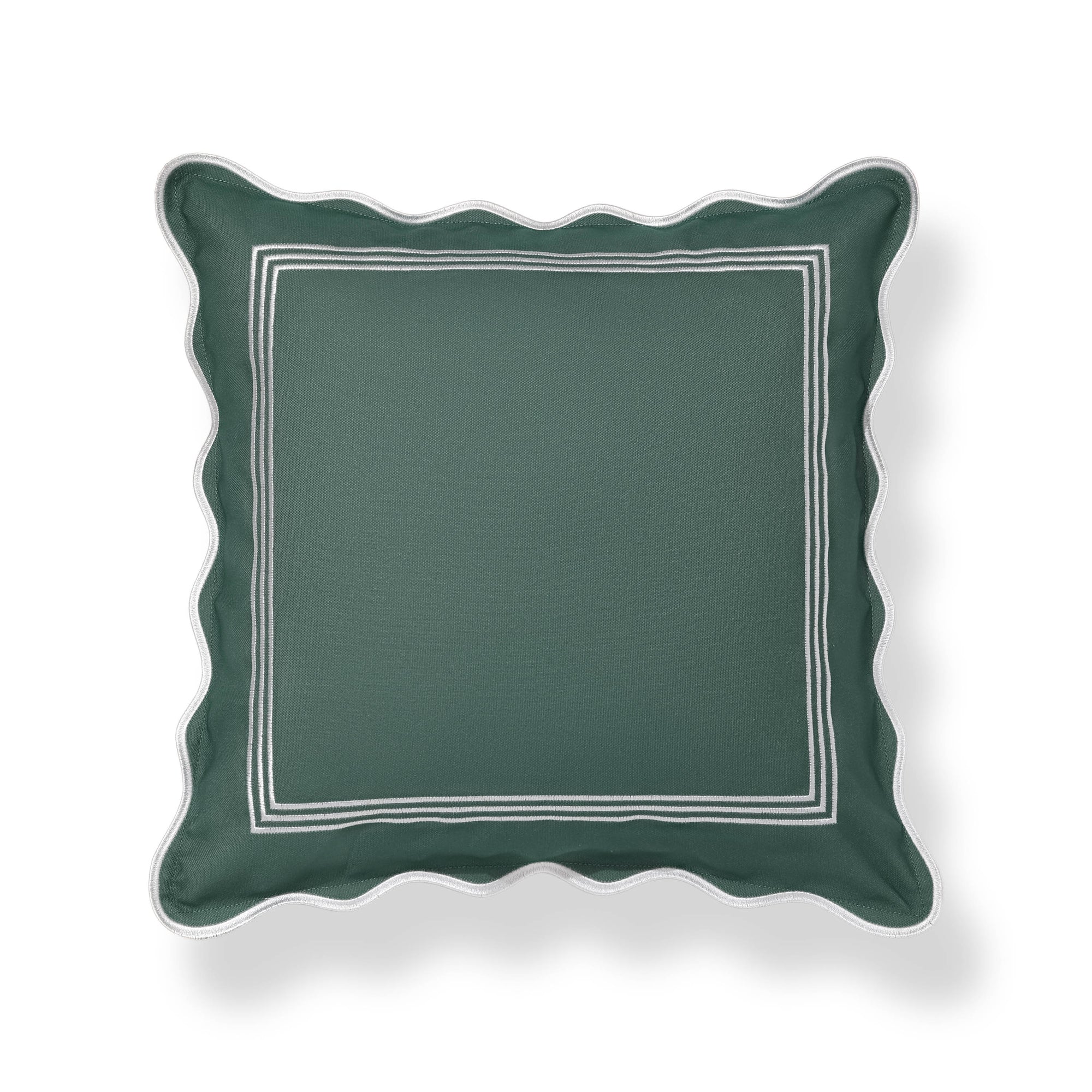 Meidian Frame Scalloped Border, Indoor/Outdoor Green Pillow Cover, 20&quot;x20&quot;