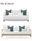 Meidian Frame Scalloped Border, Indoor/Outdoor Green Pillow Cover, 20"x20"