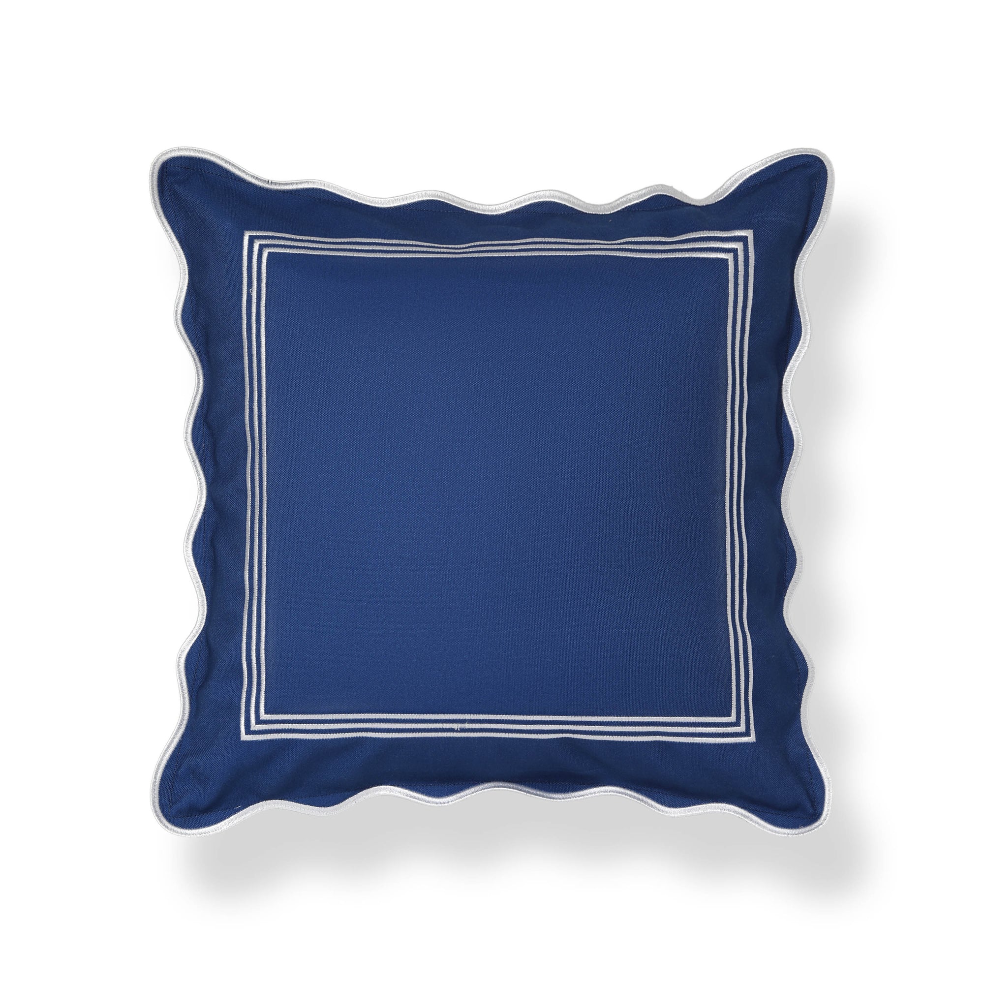 Meidian Frame Scalloped Border, Indoor/Outdoor Navy Blue Throw Pillow Cover, 20&quot;x20&quot;