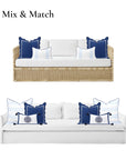 Meidian Frame Scalloped Border, Indoor/Outdoor Navy Blue Throw Pillow Cover, 20"x20"