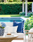 Meidian Frame Scalloped Border, Indoor/Outdoor Navy Blue Throw Pillow Cover, 20"x20"