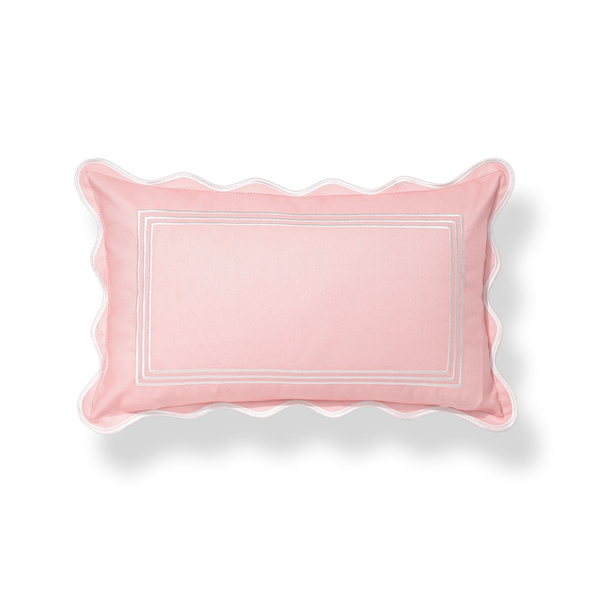 Meidian Frame Scalloped Border, Indoor/Outdoor Pink Lumbar Pillow Cover, 12&quot;x20&quot;