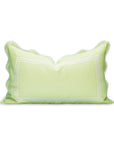 Meidian, Indoor/Outdoor Grass Green Lumbar Pillow Cover, with Scalloped Border, 12"x20"