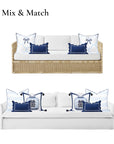 Meidian Frame Scalloped Border, Indoor/Outdoor Navy Blue Lumbar Pillow Cover, 12"x20"