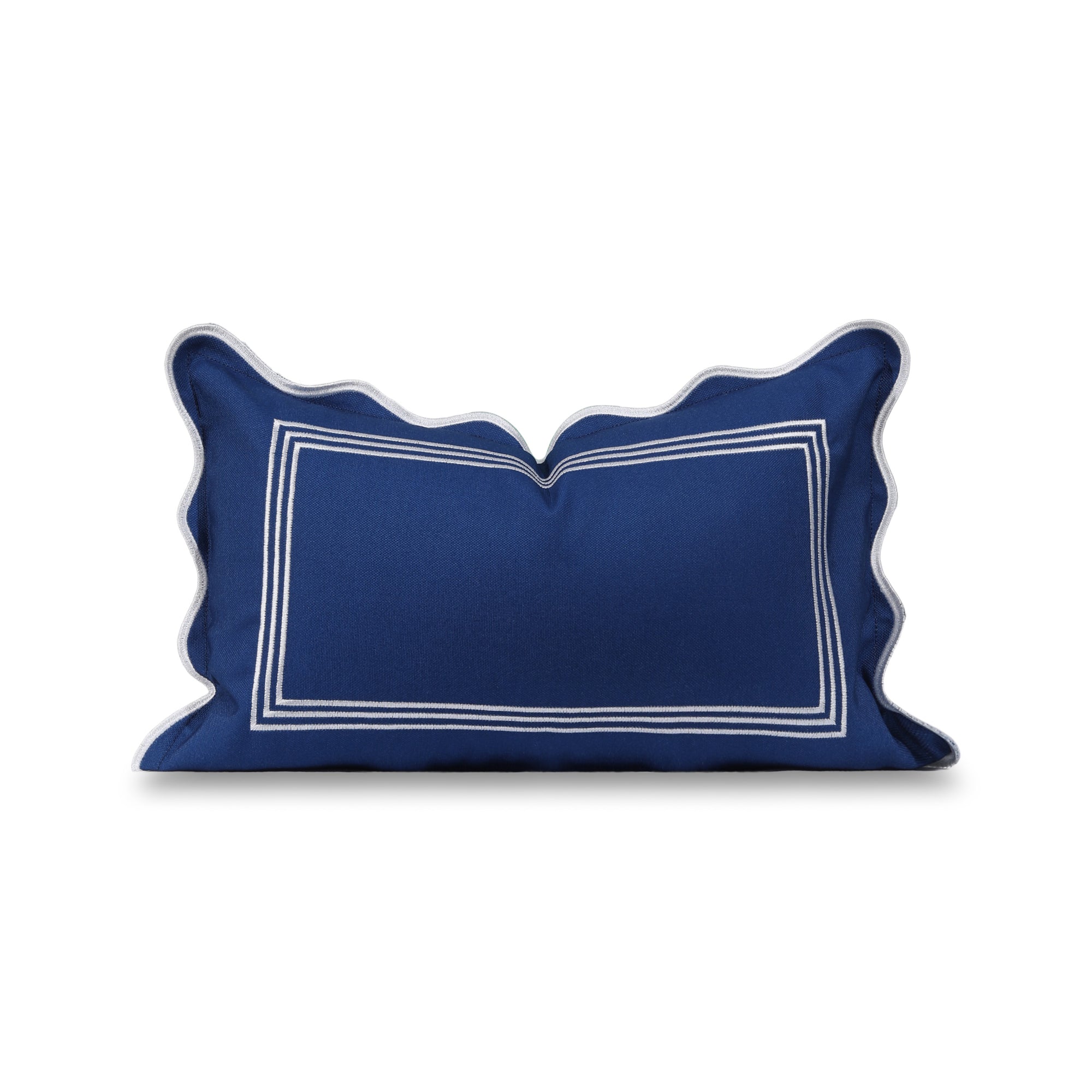 Coastal Indoor Outdoor Navy Blue Lumbar Pillow Cover, Meidian
