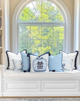 Ruilin Double Happiness, Indoor/Outdoor Navy Blue Chinoiserie Pillow Cover, with Tassels, 20"x20"