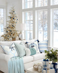 Ruilin Double Happiness, Indoor/Outdoor Navy Blue Chinoiserie Pillow Cover, with Tassels, 20"x20"