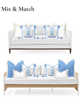 Ruilin Double Happiness, Indoor/Outdoor Azure Blue Chinoiserie Pillow Cover, with Tassels, 20"x20"