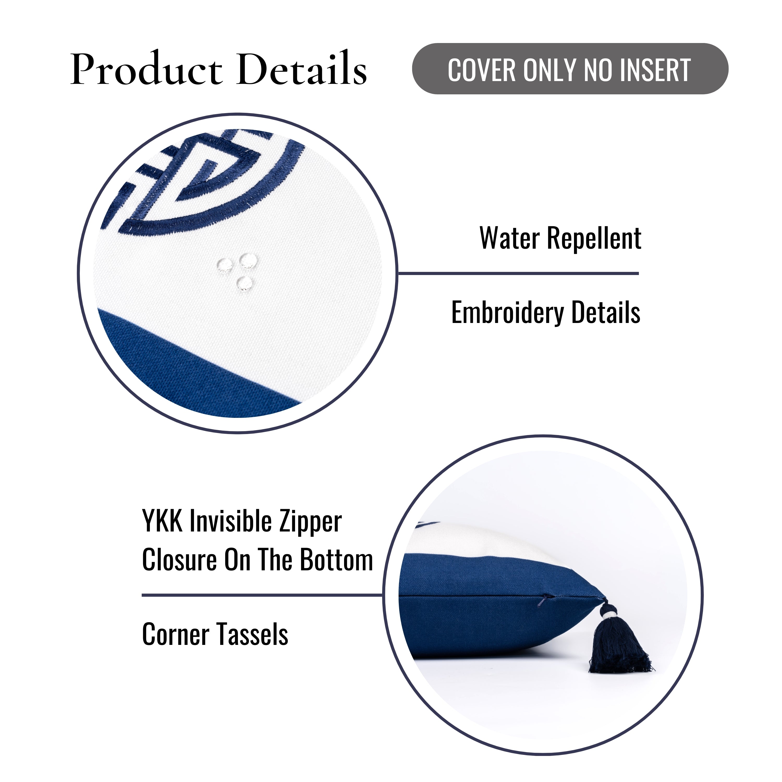 Coastal Indoor Outdoor Blue Lumbar Throw Pillows, Ruilin Double