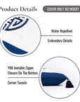 Ruilin Double Happiness, Indoor/Outdoor Navy Blue Lumbar Pillow Cover, with Tassels, 12"x20"
