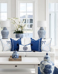 Ruilin Double Happiness, Indoor/Outdoor Navy Blue Lumbar Pillow Cover, with Tassels, 12"x20"