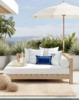 Verdra Leaf Striped, Indoor/Outdoor Baby Blue Striped Pillow Cover, with Piping, 22"x22"