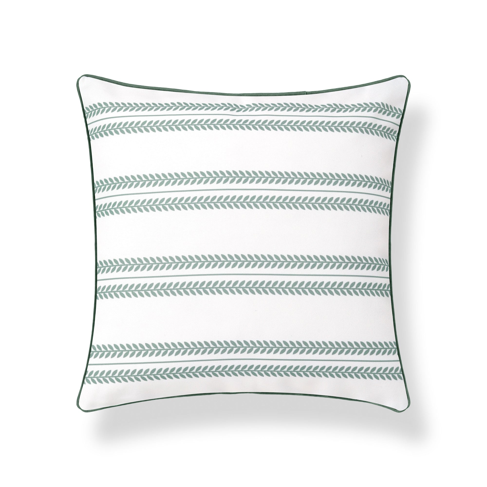 Verdra Leaf Striped, Indoor/Outdoor Green Striped Pillow Cover, with Piping, 22&quot;x22&quot;