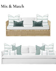 Verdra Leaf Striped, Indoor/Outdoor Green Striped Pillow Cover, with Piping, 22"x22"
