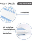 Verdra Leaf Striped, Indoor/Outdoor Azure Blue Striped Pillow Cover, with Piping, 22"x22"