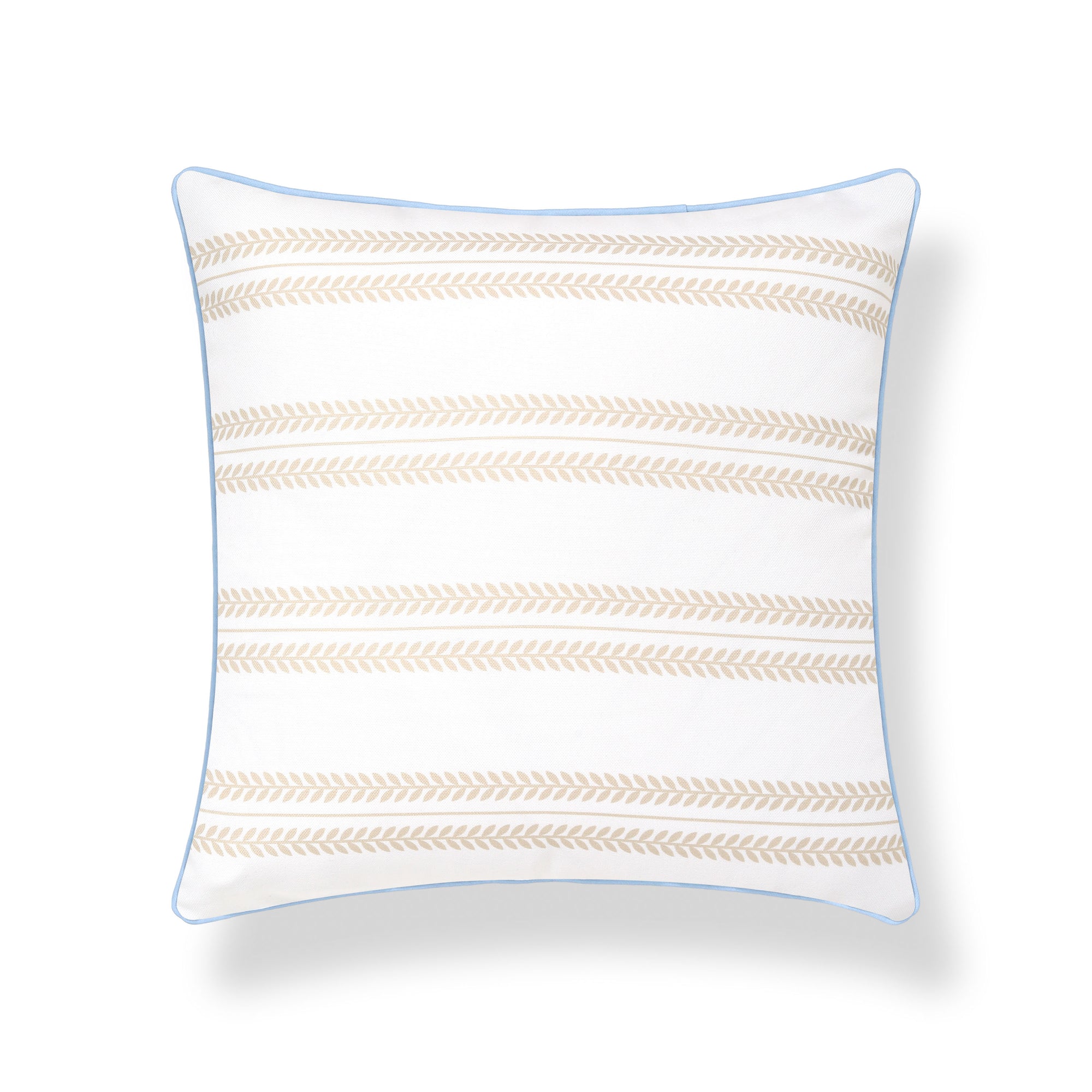 Verdra Leaf Striped, Indoor/Outdoor Tan Striped Pillow Cover, with Piping, 22&quot;x22&quot;