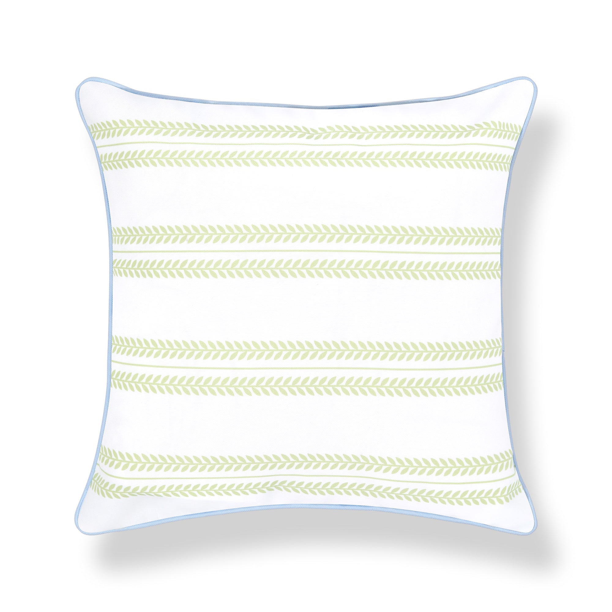 Verdra, Indoor/Outdoor Grass Green Striped Pillow Cover, with Piping, 22"x22"