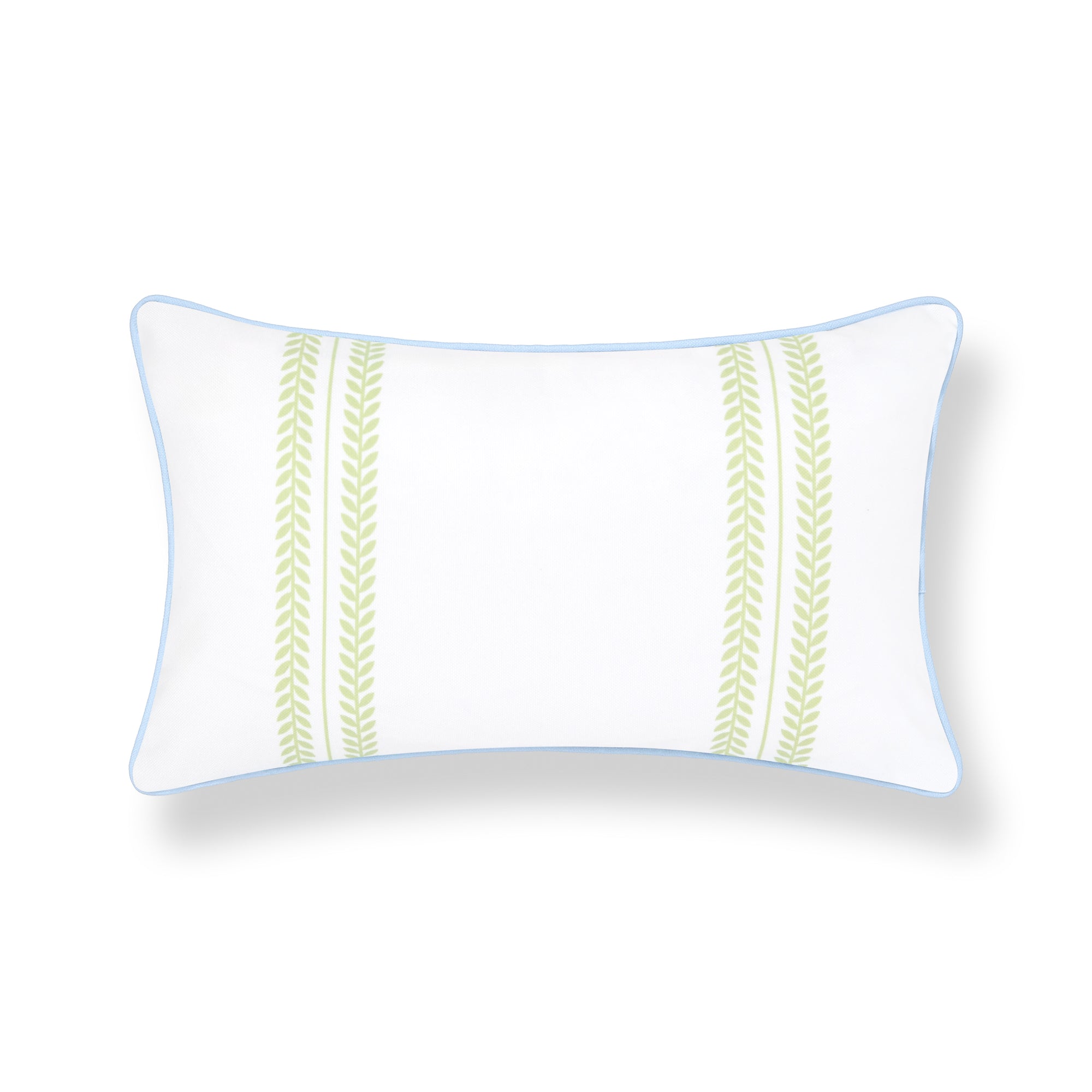 Verdra, Indoor/Outdoor Grass Green Striped Lumbar Pillow Cover, with Piping, 12"x20"