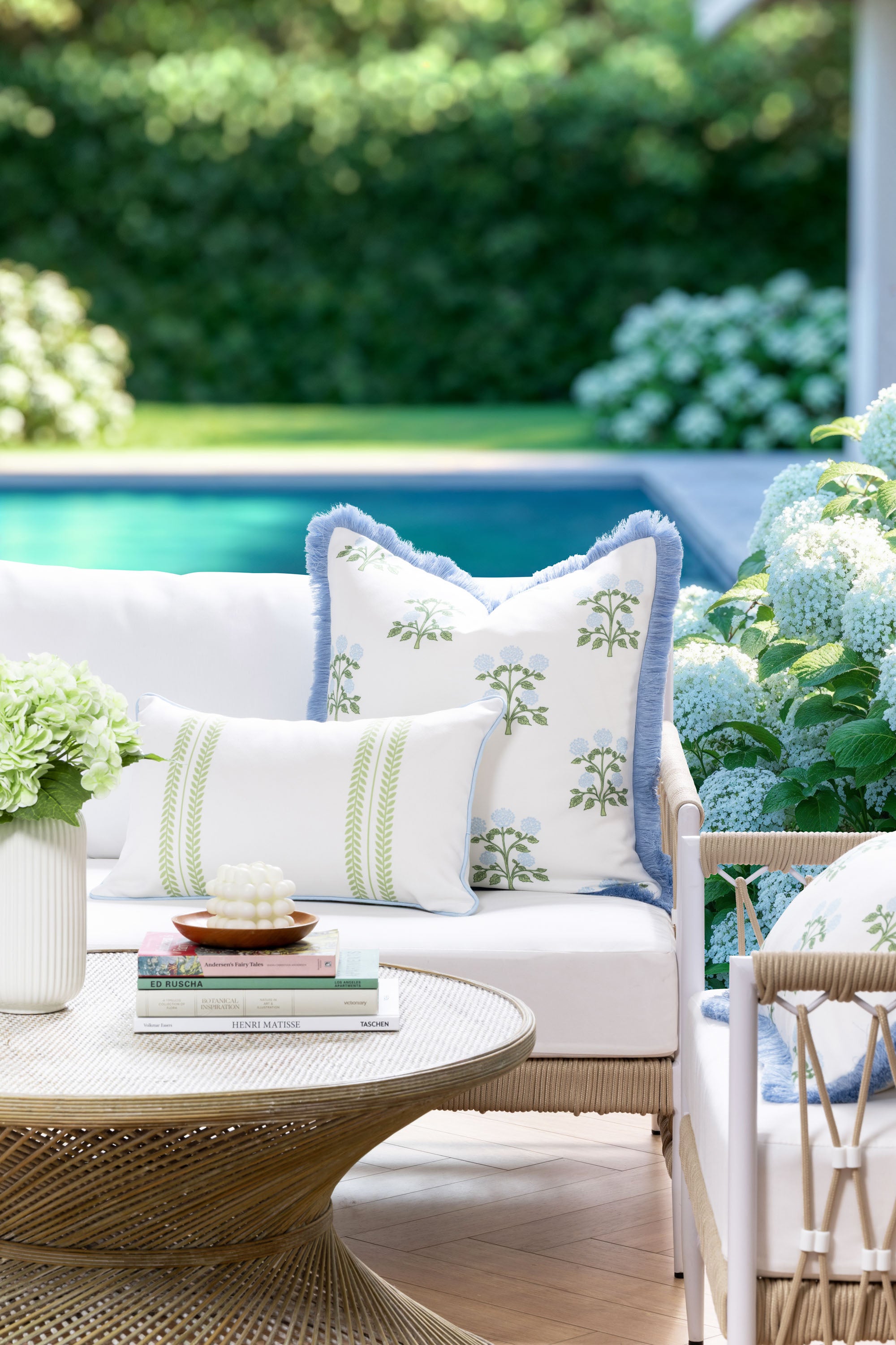Coastal Indoor Outdoor Striped Lumbar Pillow Cover, Verdra Leaf