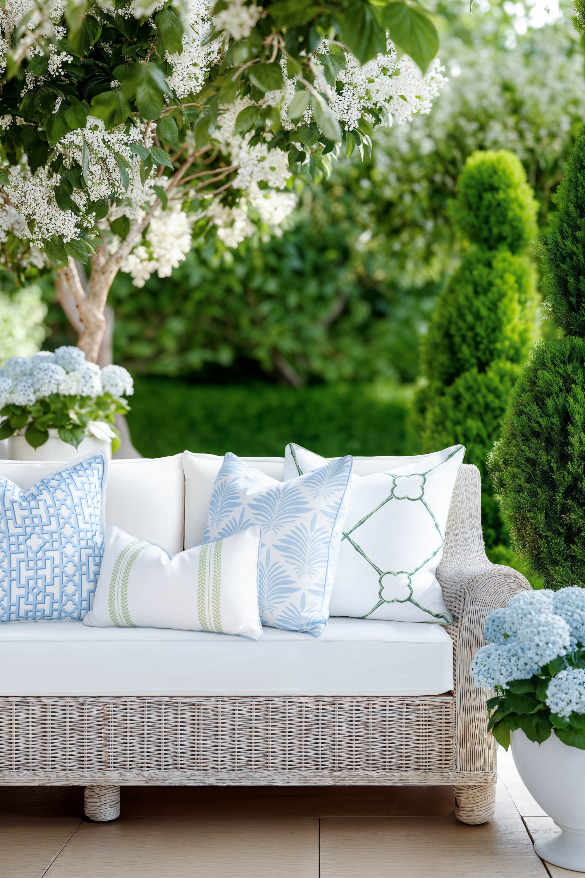 Coastal Indoor Outdoor Striped Lumbar Pillow Cover, Verdra Leaf