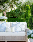 Verdra, Indoor/Outdoor Grass Green Striped Lumbar Pillow Cover, with Piping, 12"x20"