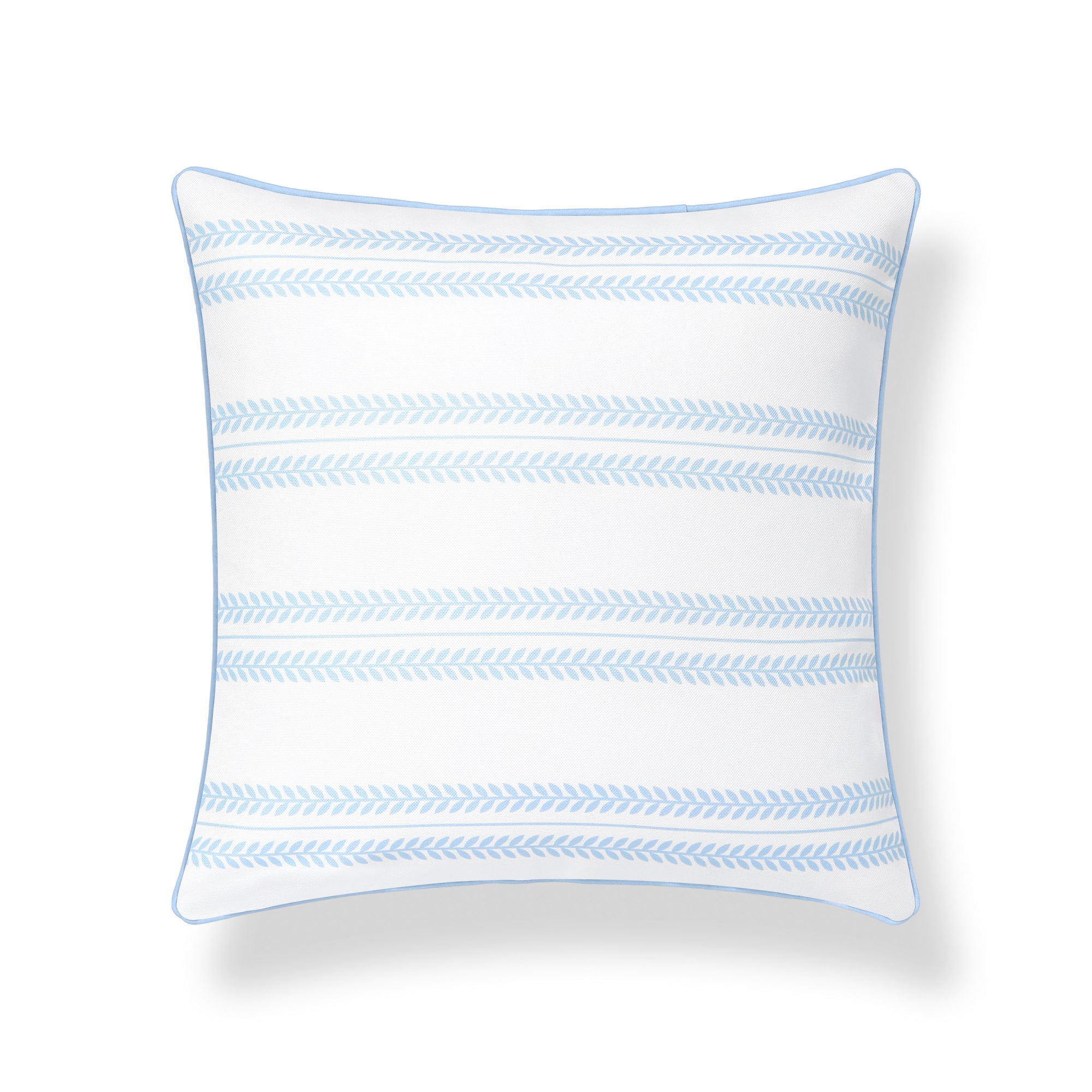 Verdra Leaf Striped, Indoor/Outdoor Blue Striped Pillow Cover, with Piping, 22&quot;x22&quot;