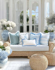 Wreathia, Indoor/Outdoor Baby Blue Bow Pillow Cover, with Flanged Border, 20"x20"