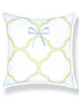 Wreathia, Indoor/Outdoor Grass Green Bow Pillow Cover, with Flanged Border, 20"x20"