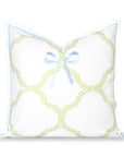 Wreathia, Indoor/Outdoor Grass Green Bow Pillow Cover, with Flanged Border, 20"x20"