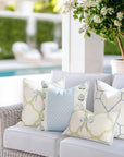 Wreathia, Indoor/Outdoor Grass Green Bow Pillow Cover, with Flanged Border, 20"x20"
