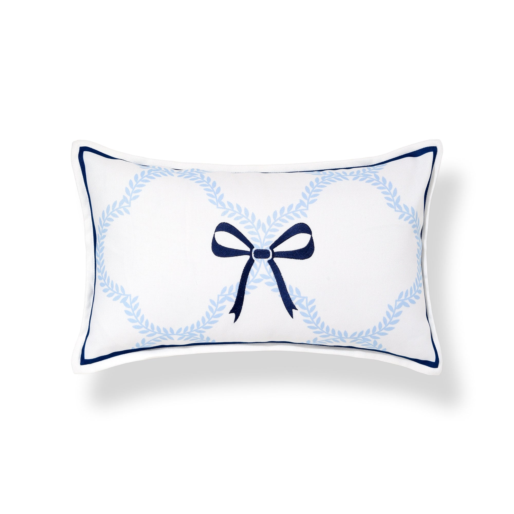 Wreathia, Indoor/Outdoor Blue Lumbar Pillow Cover, with Flanged Border, 12&quot;x20&quot;