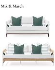 Meidian Stripes, Indoor/Outdoor Green Bolster Pillow Cover, with Piping, 6"x20"