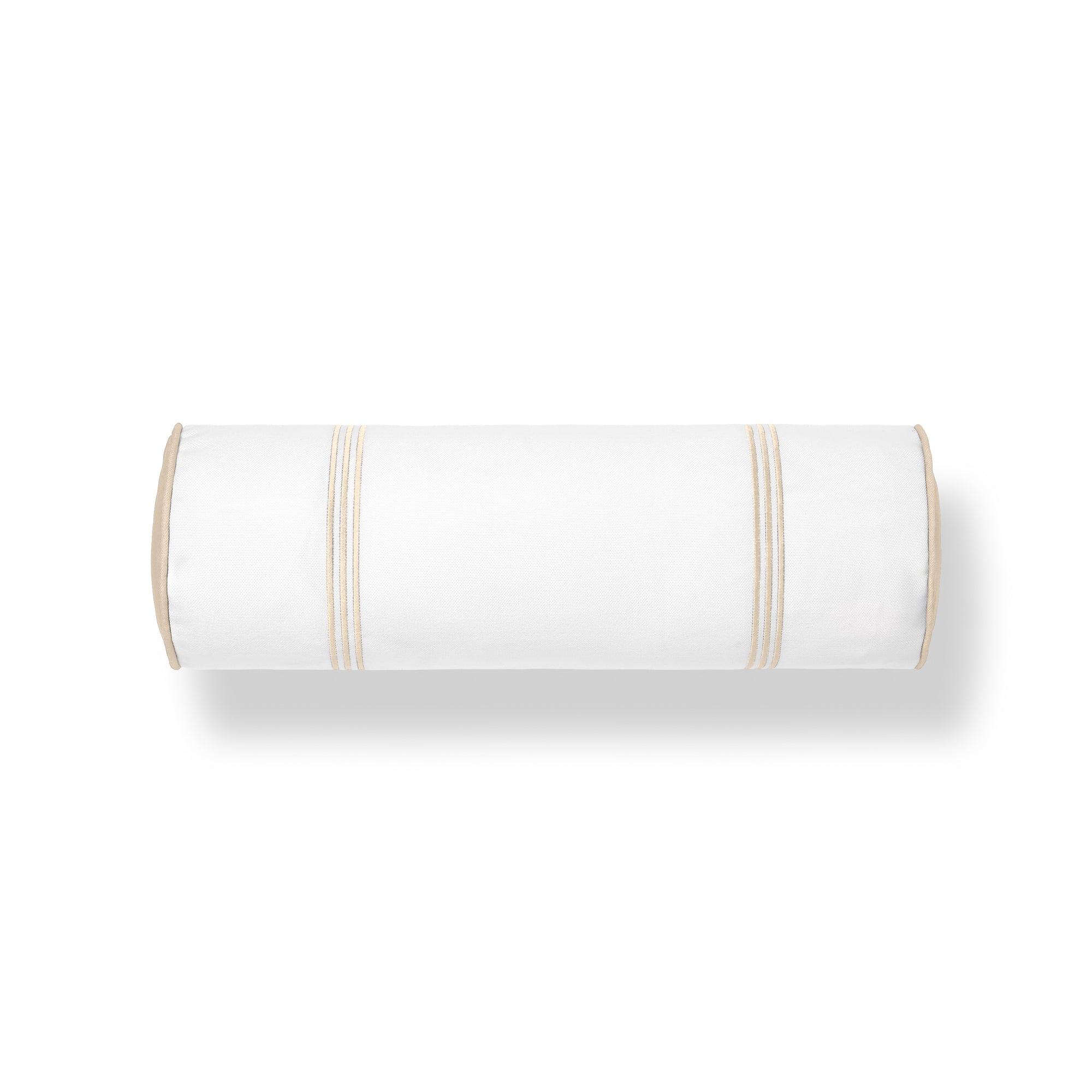 Meidian Stripes, Indoor/Outdoor Tan Bolster Pillow Cover, with Piping, 6&quot;x20&quot;