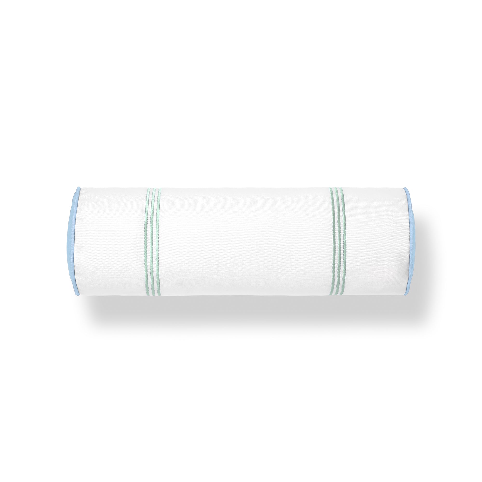 Meidian Stripes, Indoor/Outdoor Green Blue Bolster Pillow Cover, with Piping, 6&quot;x20&quot;