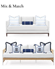 Hanverge Greek Key, Indoor/Outdoor Navy Blue Bolster Pillow Cover, with Piping, 8"x24"