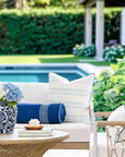 Hanverge Greek Key, Indoor/Outdoor Navy Blue Bolster Pillow Cover, with Piping, 8"x24"