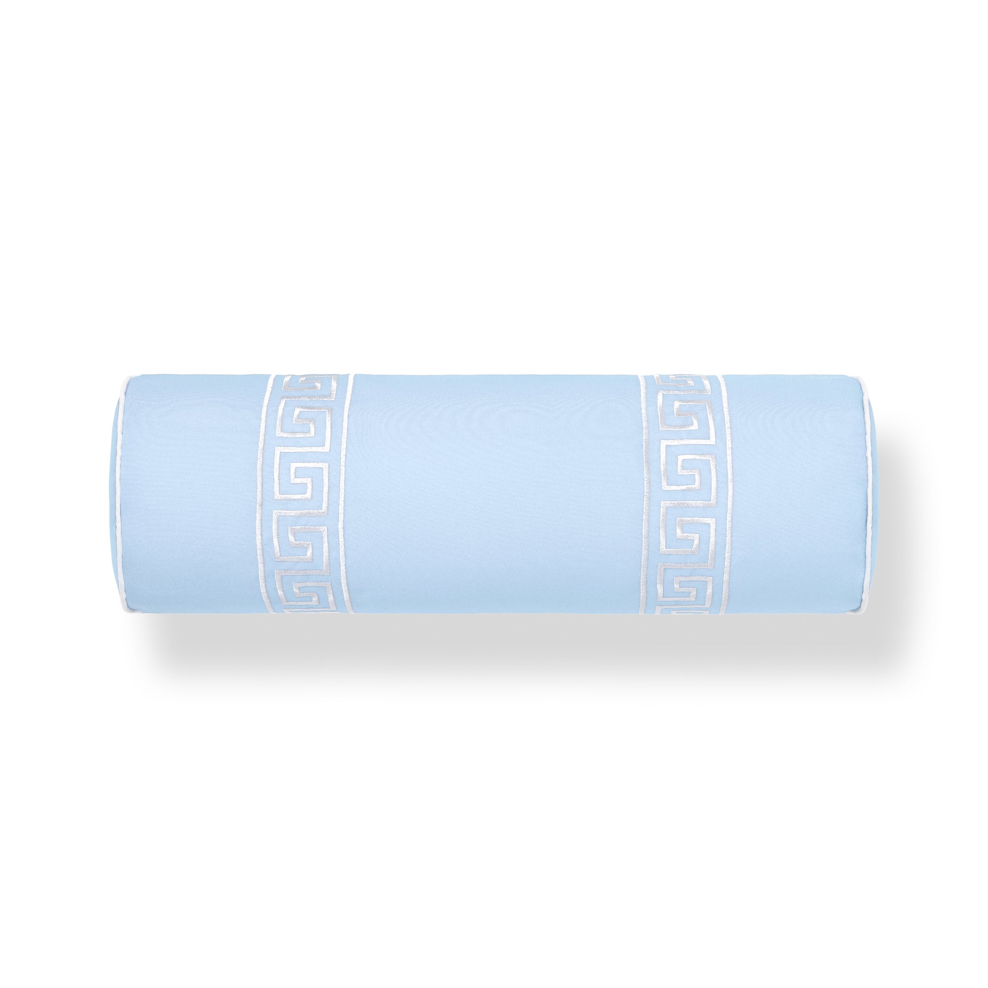 Hanverge Greek Key, Indoor/Outdoor Baby Blue Decorative Bolster Pillow Cover, with Piping, 8&quot;x24&quot;