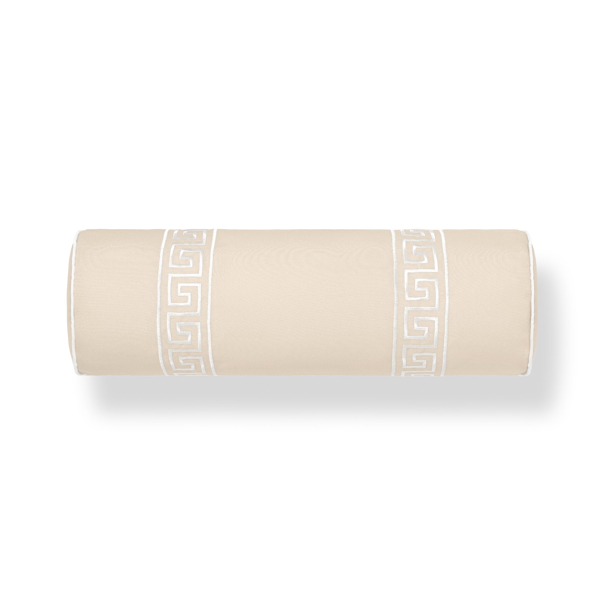Hanverge Greek Key, Indoor/Outdoor Tan Bolster Pillow Cover, with Piping, 8&quot;x24&quot;