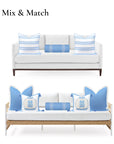 Hanverge Greek Key, Indoor/Outdoor Azure Blue Bolster Pillow Cover, with Piping, 8"x24"