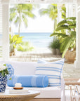 Hanverge Greek Key, Indoor/Outdoor Azure Blue Bolster Pillow Cover, with Piping, 8"x24"