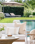Lune, Indoor/Outdoor Tan Checkered Pillow Cover, Gingham with Scalloped Border, 20"x20"