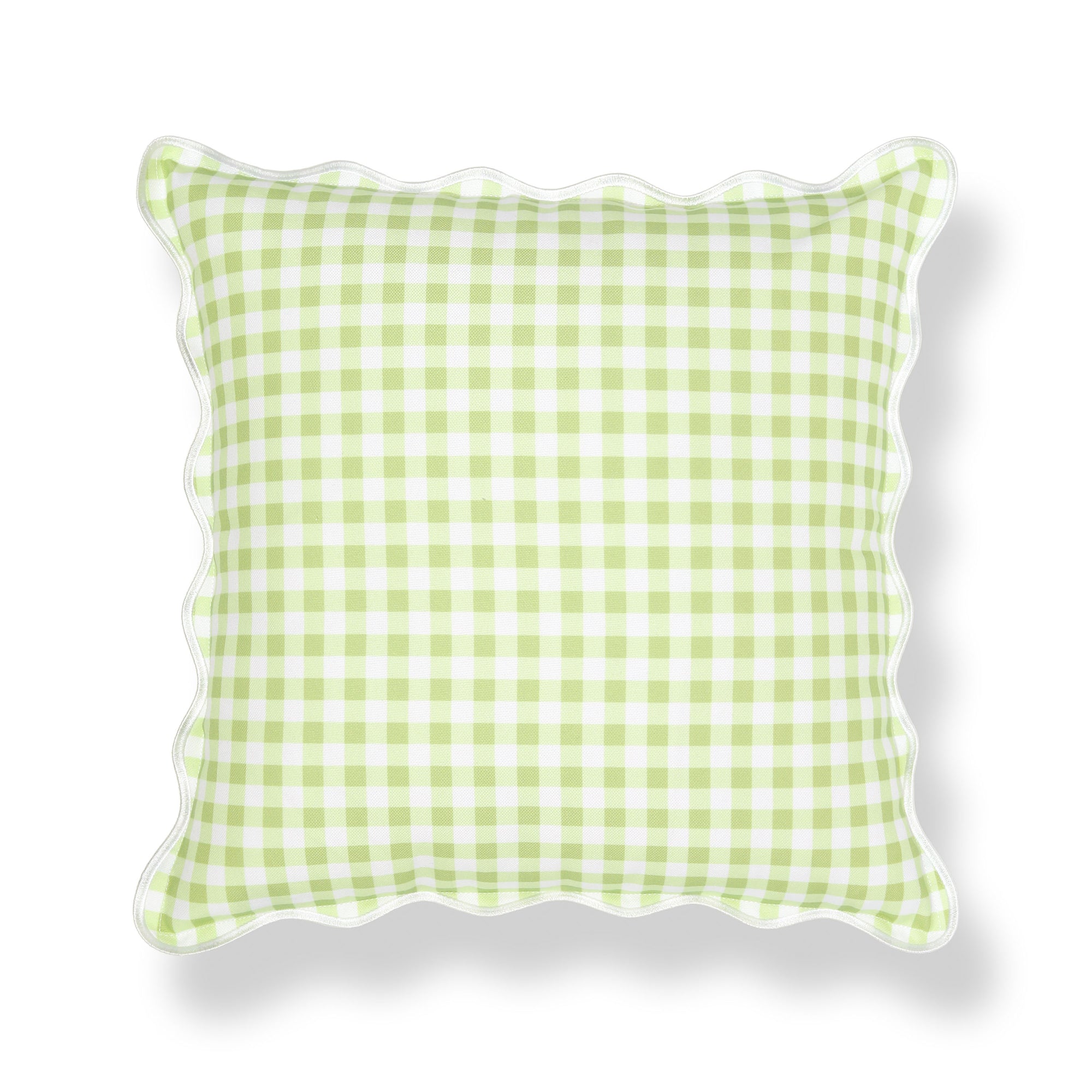 Lune, Indoor/Outdoor Grass Green Pillow Cover, with Scalloped Border, 20"x20"