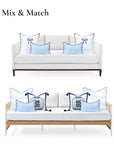 Lune, Indoor/Outdoor Azure Blue Lumbar Pillow Cover, Gingham with Scalloped Border, 12"x20"