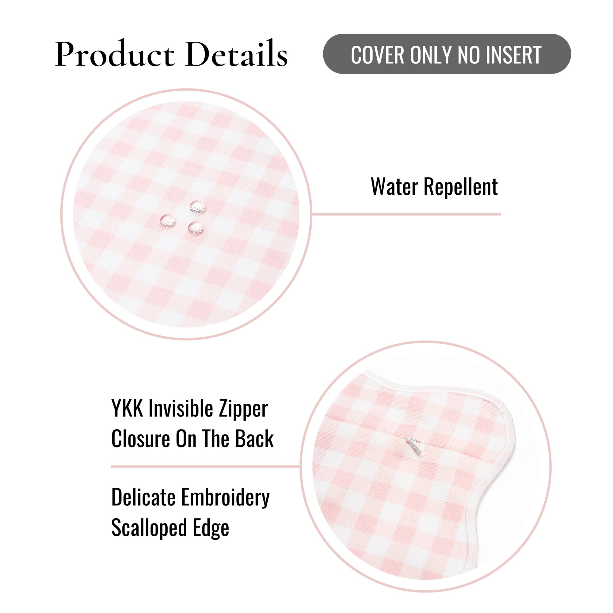 Lune, Indoor/Outdoor Pink Throw Pillow Cover, with Scalloped Border, 20"x20"