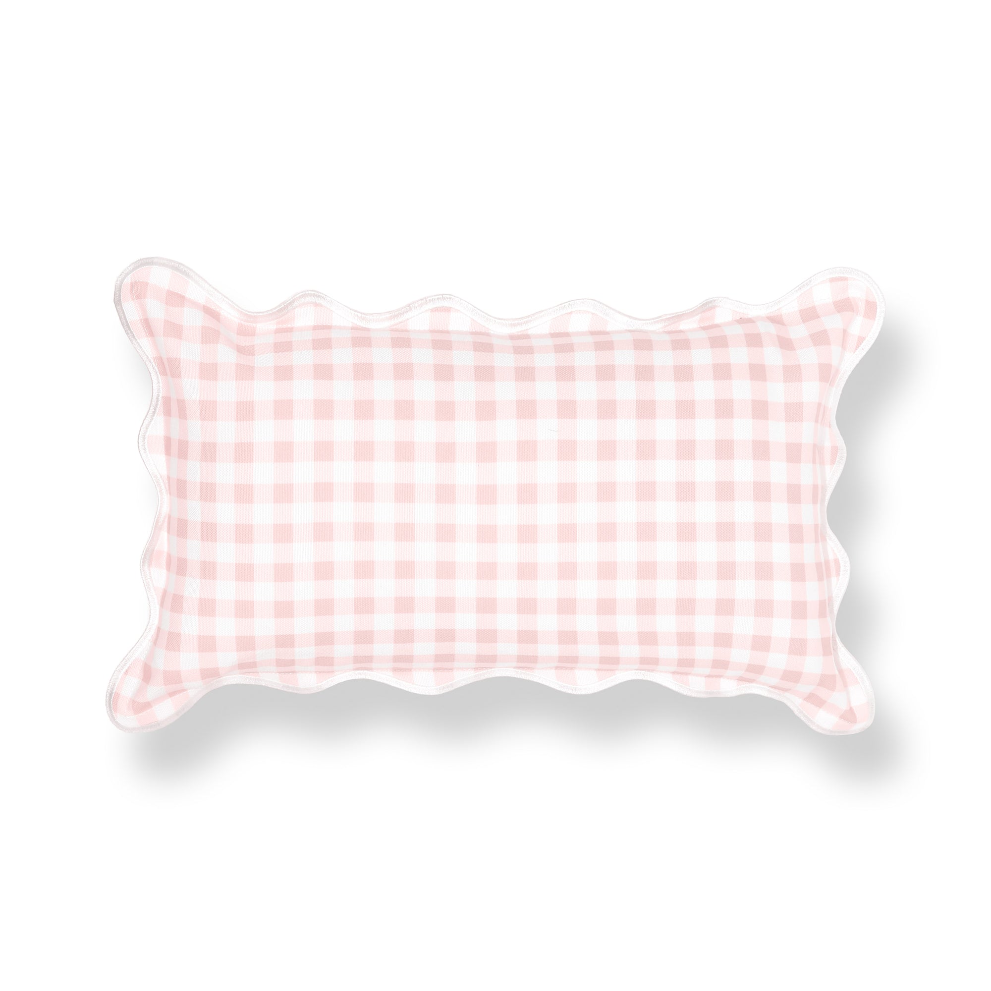 Lune, Indoor/Outdoor Pink Pillow Cover, with Scalloped Border, 12"x20"