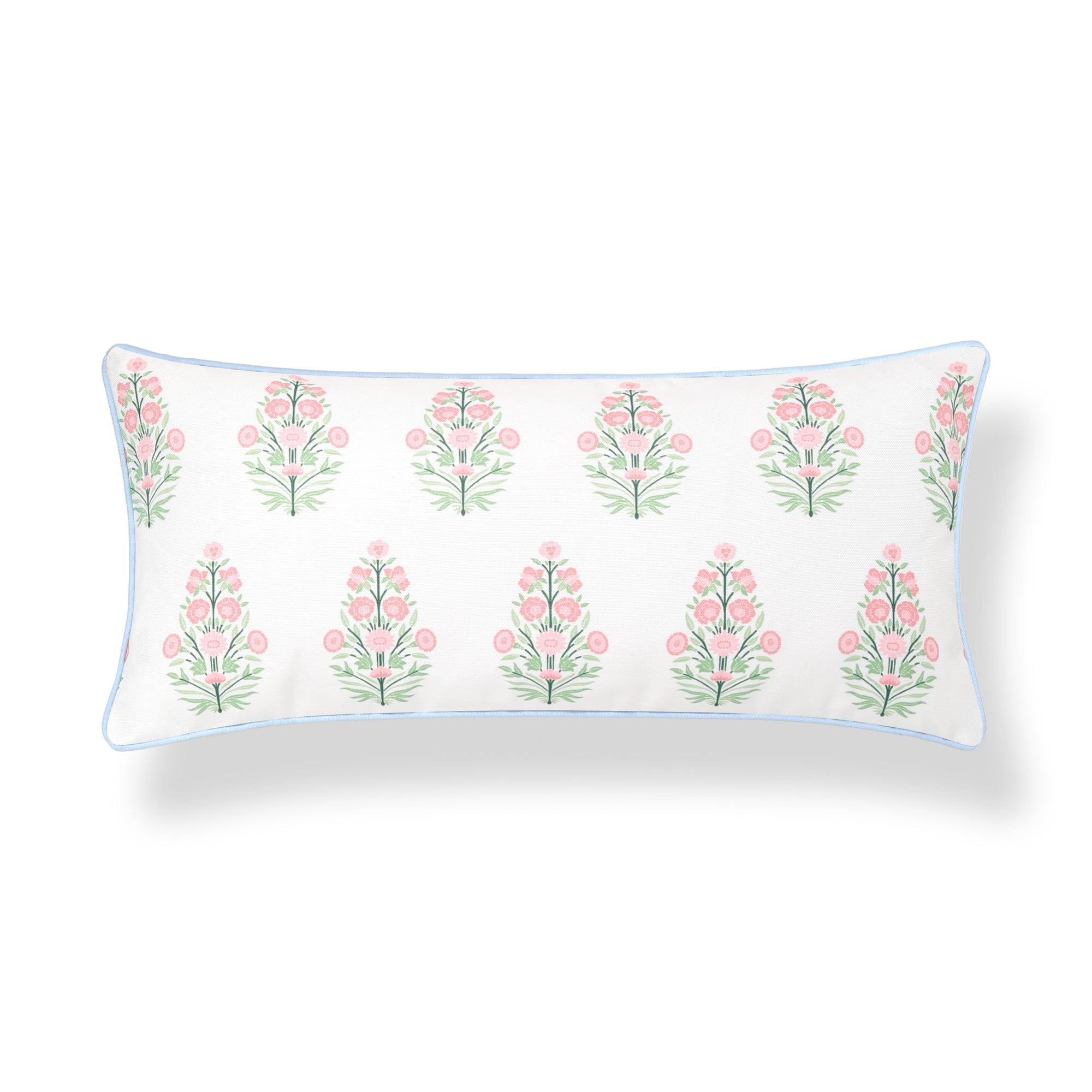 Marveille Flowers, Indoor/Outdoor Pink Decorative Lumbar Pillow Cover, with Piping, 12&quot;x26&quot;