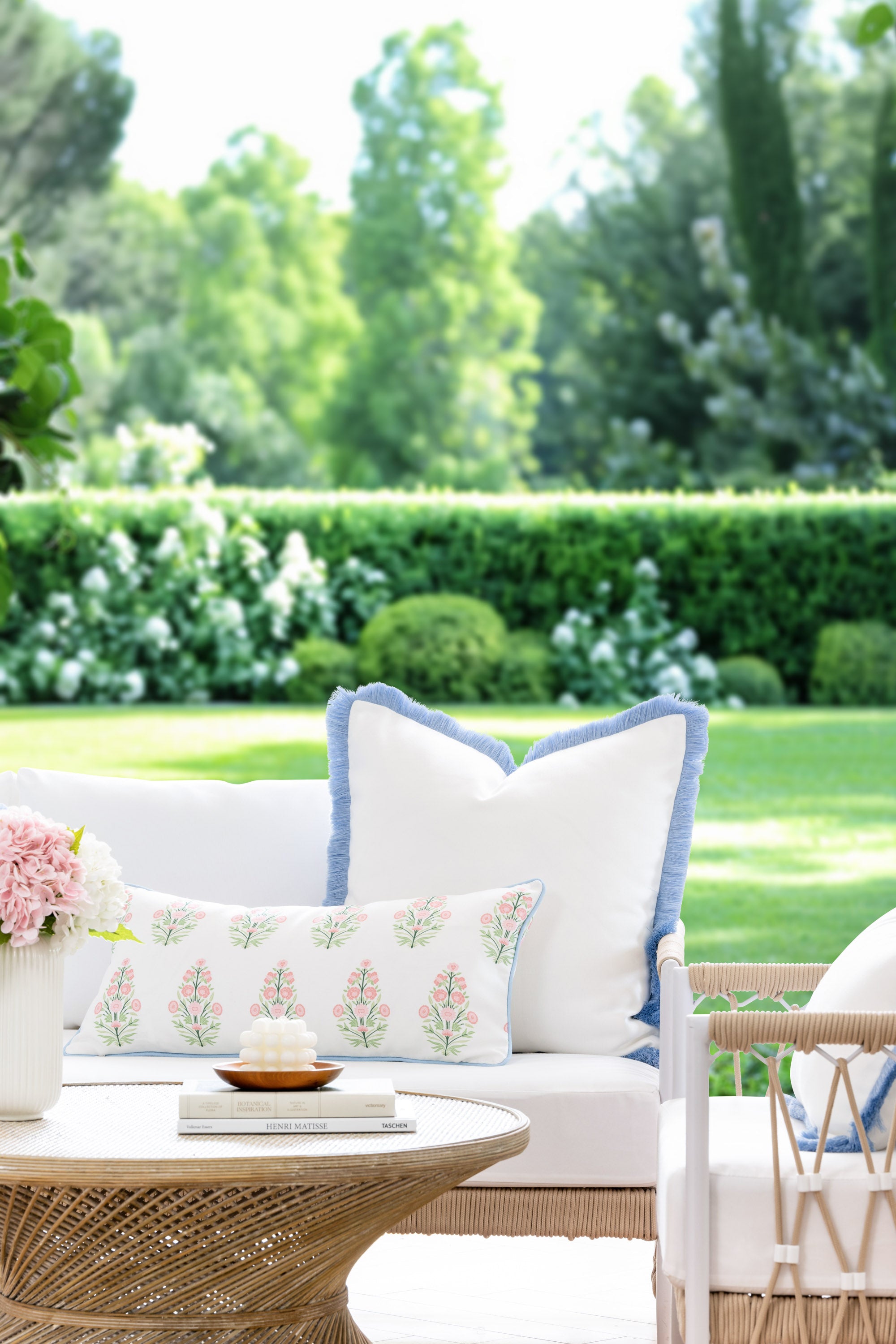Marveille Flowers, Indoor/Outdoor Pink Decorative Lumbar Pillow Cover, with Piping, 12&quot;x26&quot;